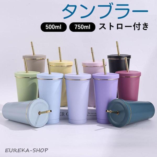 ストロー付きタンブラー 保冷 保温 真空断熱 500ml750ml 水筒
