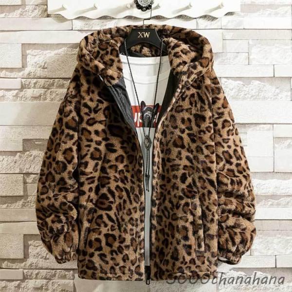 ムートン メンズ レディース ヒョウ柄 レオパード柄 ブルゾン ボア