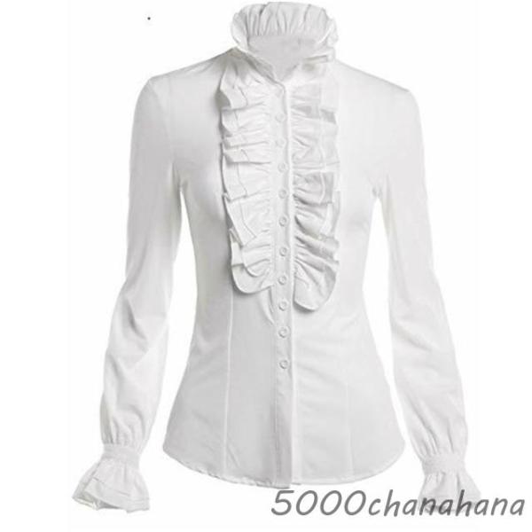 トップス　前ボタンつき　ブラウス　フリル＆シースルーフリル襟と袖口にフリルがあり、前のフリルはシースルーになっております。とても素敵なブラウスです！  -前ボタンつき -多少ストレッチあり注意事項 白色は中国製の為、生産前の生地に若干の汚れ...