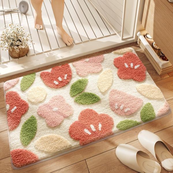 玄関マット カーペット 吸水マット 屋外 室内 洗える レモン柄 玄関