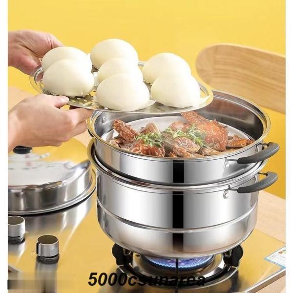 蒸し器 二段三段 26/28/30cm 大容量 ステンレス せいろ ガス火