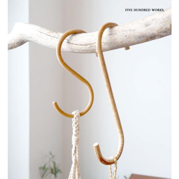 ハンドメイドラタンフック フック ラタン 籐 天然素材 ウォールハンガー 3連 約 W 40cm D 6.5cm H
