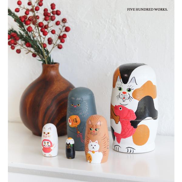 【商品名】マトリョーシカ ねこのお正月【ブランド】Creer(クレエ)【商品仕様】size：約 φ62×h114mm重量：約135g素材：天然木生産国：中国