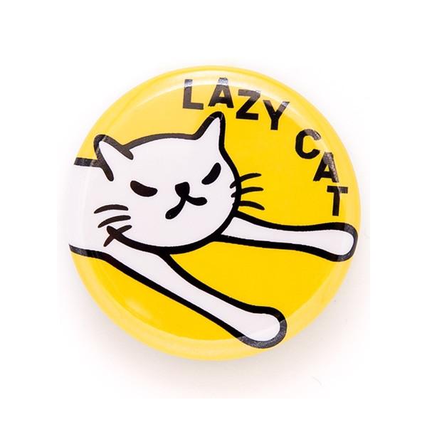 猫 おもしろ かわいい 缶バッチ LAZY CAT ネコ ねこ 猫柄 雑貨 爆買
