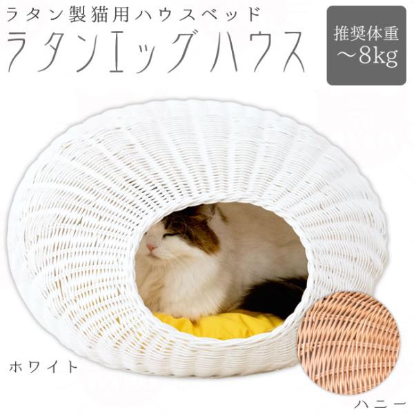猫用ベッド シンシア ラタンエッグハウス SC-72 籐製ベッド 特箱