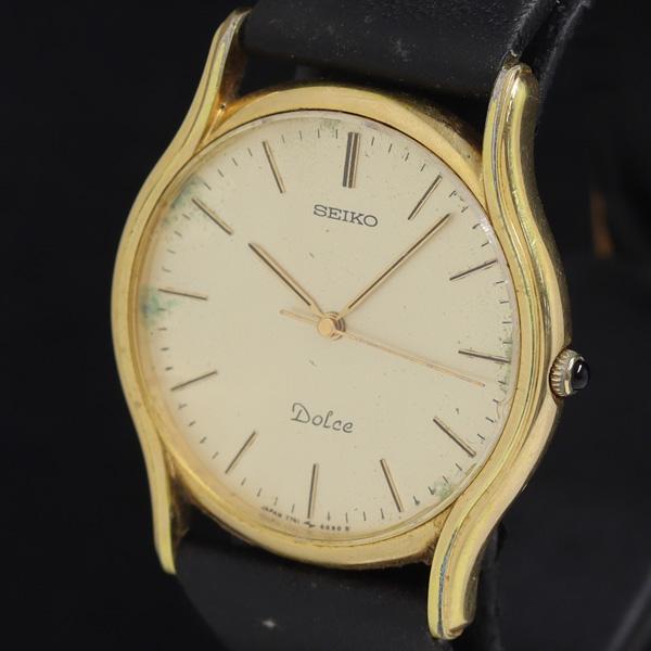 セイコー ドルチェ 7741-6030 QZ ゴールド文字盤 メンズ腕時計 KRH