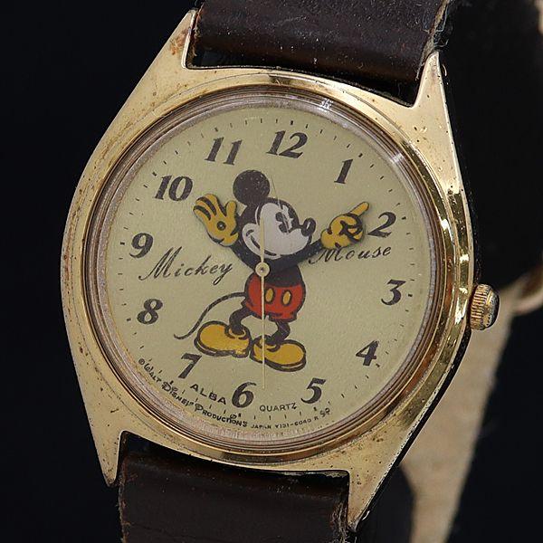 QZ セイコー アルバ ミッキーマウス ディズニー Y131-6030 ゴールド