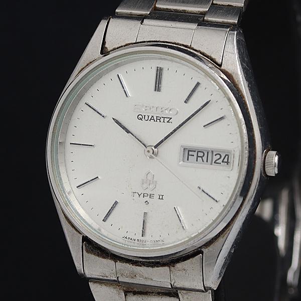稼働　SEIKO TYPE II セイコー 腕時計 8223-6030 稼動 セイコー タイプ2 QZ シルバー文字盤 デイデイト 8223-6030