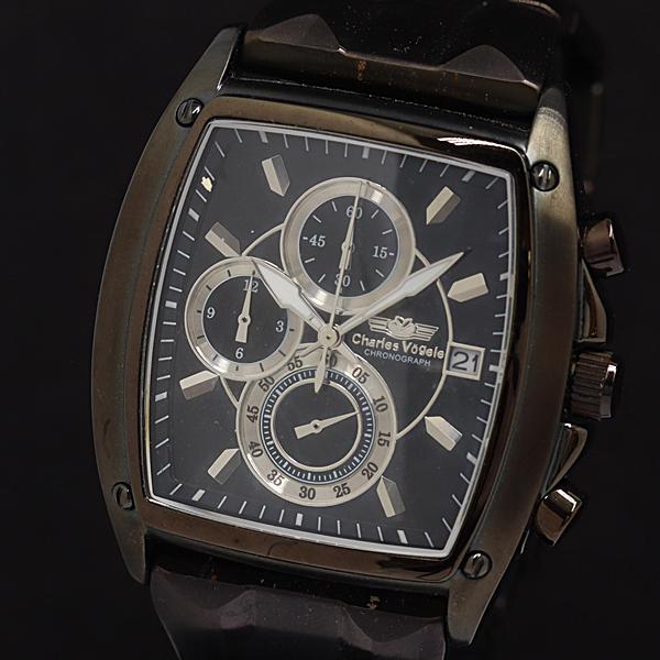 シャルルホーゲル クロノグラフ CV-7927 QZ ブラック文字盤 メンズ