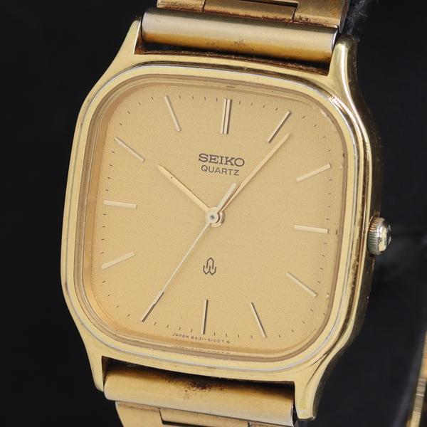 ✨SEIKO✨セイコー✨シャリオ✨6431-5050✨ゴールド文字盤✨腕時計✨ セイコー シャリオ 6431-5050 QZ ゴールド文字盤 メンズ腕時計 HSN