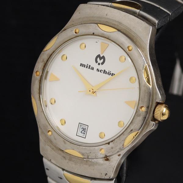 廃盤希少メナードデフィレディミラ・ショーンドゥエミラ2000オーデトワレ80ml ミラショーン QZ 白文字盤 デイト メンズ/レディース腕時計 KRH