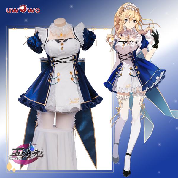 Uwowo 原神 刻晴 同人メイド服 コスプレ ウィッグ追加可-