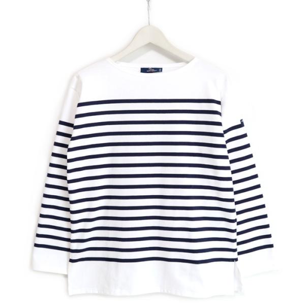 SAINT JAMES（セント ジェームス）NAVAL ボーダーカットソー（ホワイト×ネイビー）