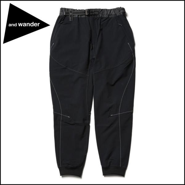 アンドワンダー シェラーストレッチサルエルパンツ*黒/0*and wander アンドワンダー シェラーストレッチサルエルパンツ*黒/0*and