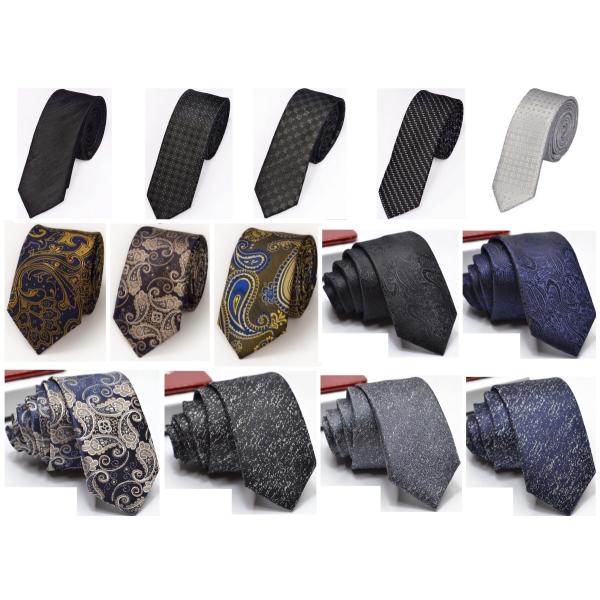 ☆カラー彡【黒ボーダー、黒点チェック、黒チェック、黒点、白、紺ペイズリー、茶ペイズリー、黄ペイズリー、黒ペイズリー、青ペイズリー、空ペイズリー、黒スター、灰スター、青スター】 ☆サイズ彡【幅5cm〜6cmほどのスリムタイプ】☆素材彡【ポリエ...