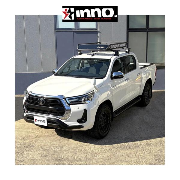 トヨタ ハイラックス TOYOTA HILUX H29.9〜R8.5 エアロベース スルータイプ INNO イノー システムキャリア ルーフバスケット100 INT501BK セット