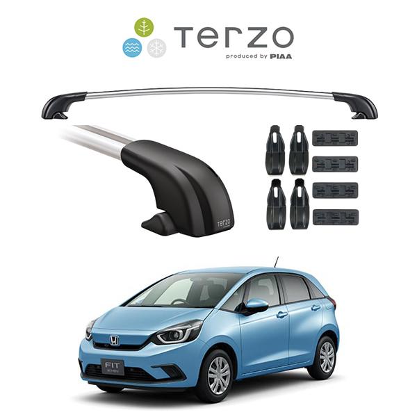 車種別セット Terzo テルッツオ ベースキャリア エアロバー シルバー ホンダ フィット HONDA FIT GR系 ルーフレール無車 キャリアラック ルーフラック
