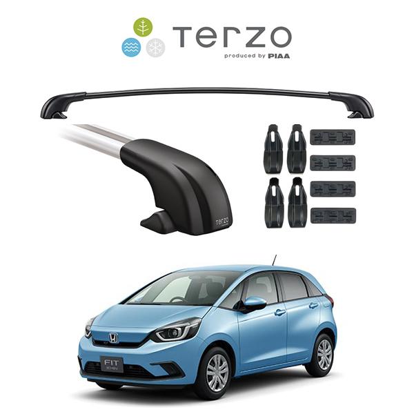 車種別セット Terzo テルッツオ ベースキャリア エアロバー ブラック ホンダ フィット HONDA FIT GR系 ルーフレール無車 キャリアラック ルーフラック