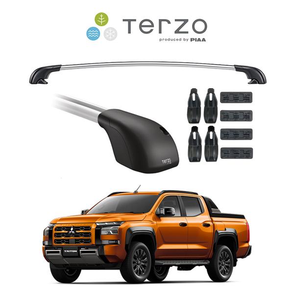 『車種別セット』Terzo テルッツオ ベースキャリア エアロバー シルバー ミツビシ MITSUBISHI トライトン TRITON LC2T ルーフレール付車 ルーフラック