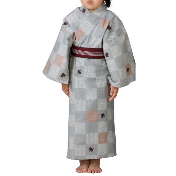 お取り寄せ商品　旅館用仕立上りゆかた・おねまき　子ども用浴衣（千鳥かすり)　小・中・大寸　［リネン浴衣 Hotel Yukata 温泉 旅館浴衣 ゆかた キッズ浴衣］
