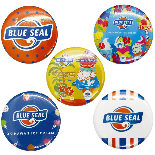 ブルーシール 缶バッジ ドットオレンジ トロピカル レトロ アイス