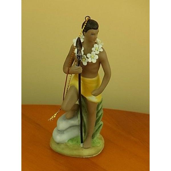 ⭐️【非売品】ハワイアンフィギュア ハワイアンオブジェ』ミニジルフィギュア やりを持つ男性/Spearman