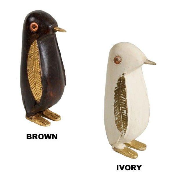 アジアン エスニック雑貨 置物 オブジェ 木彫りアニマル 本日限定 全２色 子供ペンギン 即納