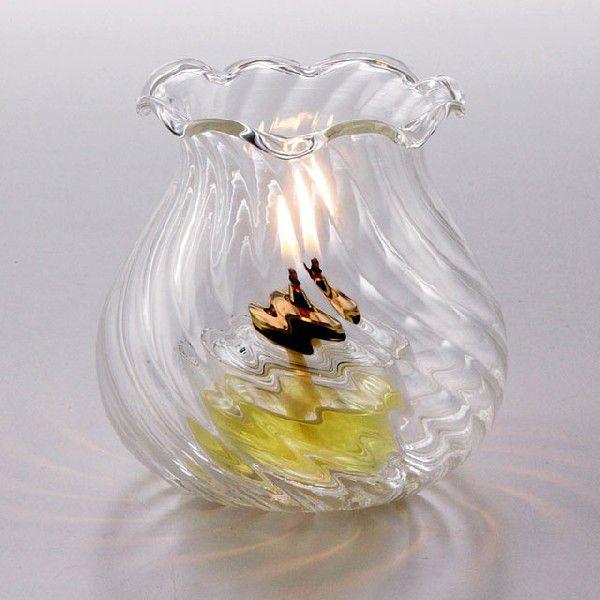 縦モールに花口を合わせたランプホルダーは耐熱ガラス製で、曲線と比率にこだわり、柔らかさと繊細な透明感を表現した　ランプホルダー 花口/Hanakuchi(OLC-50)です。