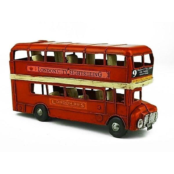 ブリキのおもちゃ アンティーク調 ノスタルジックカー 自動車 ロンドンバス London bus インテリア 置物 オブジェ ブリキ