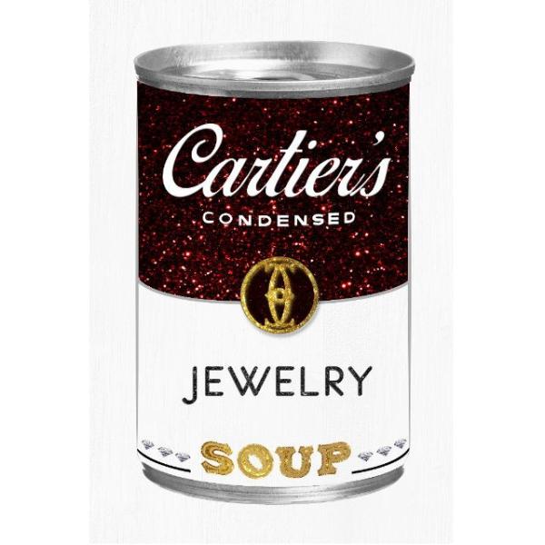 アモアアート AMOUR ART JEWELRY SOUP(ジュエリースープ) カルティエ(Cartier)のロゴが入った缶をモチーフにした海外アート作品 254mm×381mm