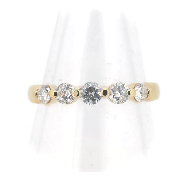 k18 ダイヤ リング　12号　ハーフエタニティ　一粒ダイヤ K18YG(18金 イエローゴールド) ハーフエタニティ ダイヤモンド リング