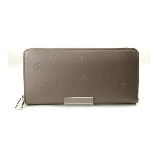未使用に近い ポールスミス ラウンドファスナー長財布 BYP076 L字ファスナー小銭入れ グレージュ メンズ Paul Smith（ポール・スミス） ラウンドファスナー長財布 BYP076 L字