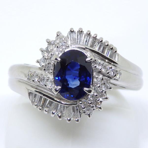 Pt900 プラチナ サファイア 0.97ct ダイヤモンド 0.34ct 指輪