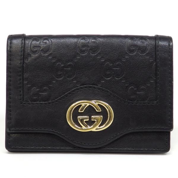 美品 GUCCI グッチ シマ GG柄 名刺入れ カードケース ブラック