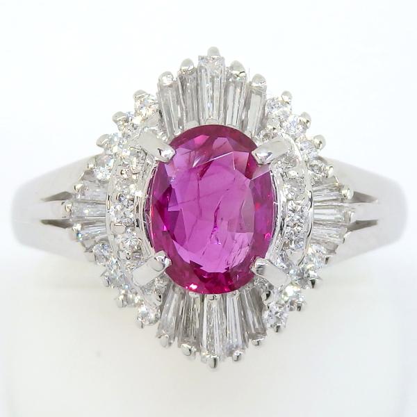 Pt900 プラチナ ルビー 0.95ct ダイヤモンド 0.44ct 指輪 中古 美品