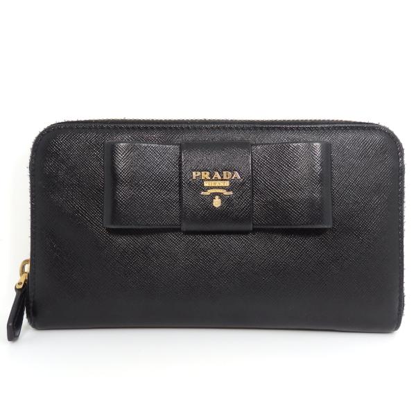 PRADA 【PRADA】プラダ リボン ラウンドファスナー 長財布  