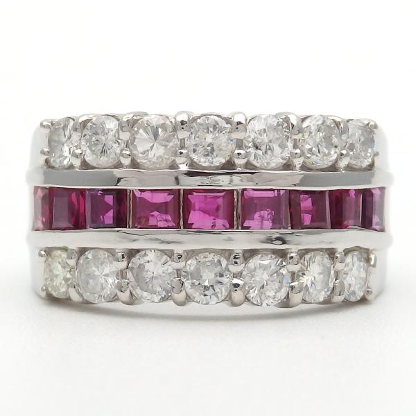 Pt900 プラチナ ルビー 1.00ct ダイヤモンド 1.00ct 指輪 中古 美品