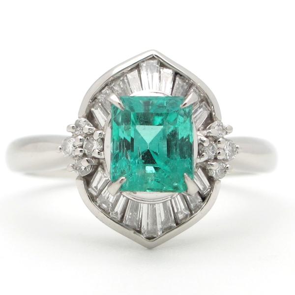 Pt900 プラチナ エメラルド 1.26ct ダイヤモンド 0.45ct 指輪 鑑別書付 