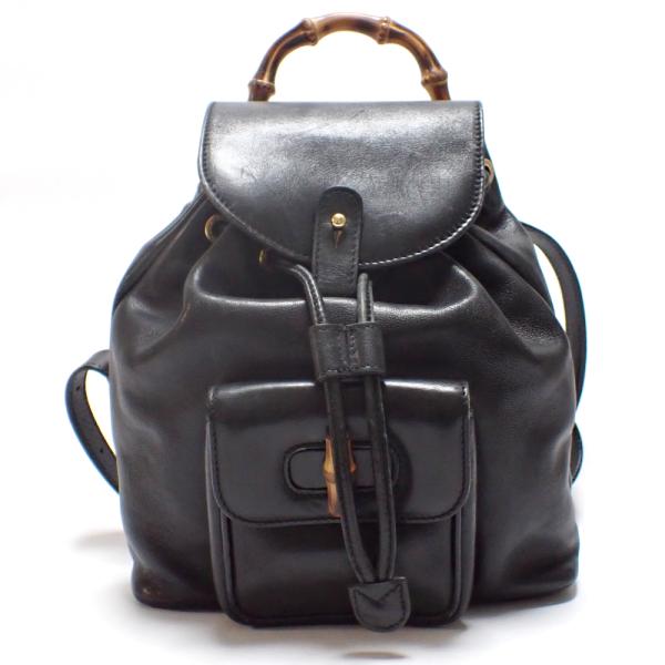 GUCCI（グッチ） 【GUCCI】 バンブー リュック ブラック レザー バッグ