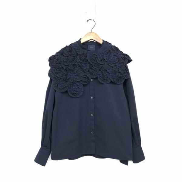 現行 yori shirocon ホイップカラーブラウス 2way ネイビー 現行 yori shirocon ホイップカラーブラウス 2way ネイビー