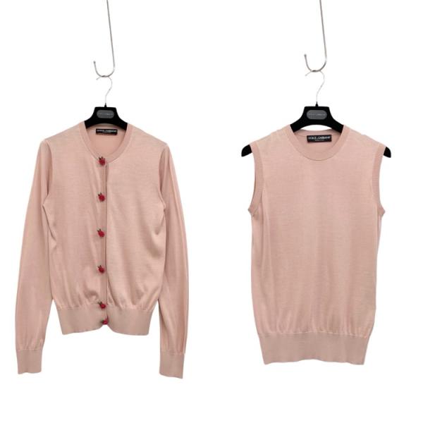 美品✨D&G ピンク ニット アンサンブル カーディガン キャミ