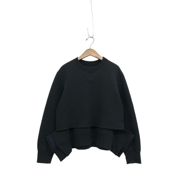 sacai サカイ レイヤードクロップドスウェット ブラック 2 23-06969