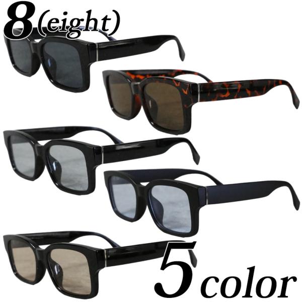 ブラック スクエア型 サングラス 8 スクエアサングラス メンズ ビッグフレーム ロック ストリート : 8