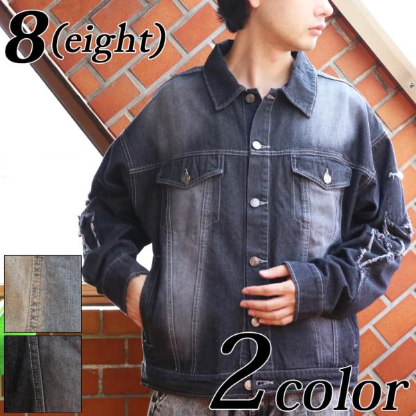 8 トライバル刺繍Gジャン メンズ デニムジャケット トライバル柄 刺繍