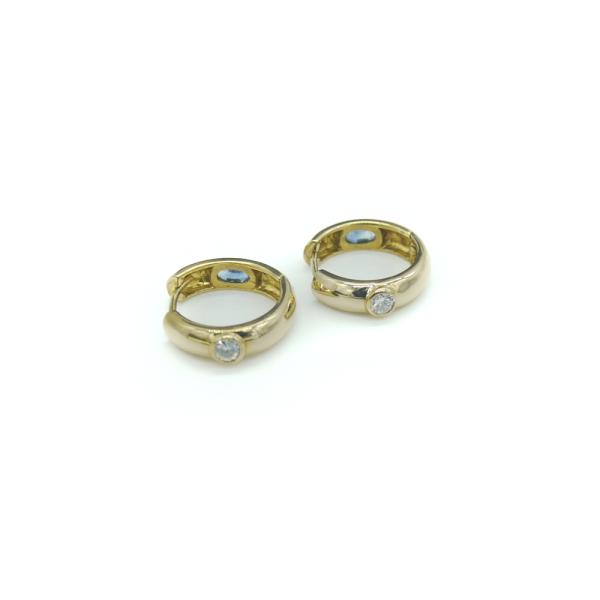 K18WGダイヤ&サファイアフープピアス ダイヤモンドフープピアス 18金 K18 ダイヤモンド サファイア フープピアス 18金 Y03226 : 大和屋質店