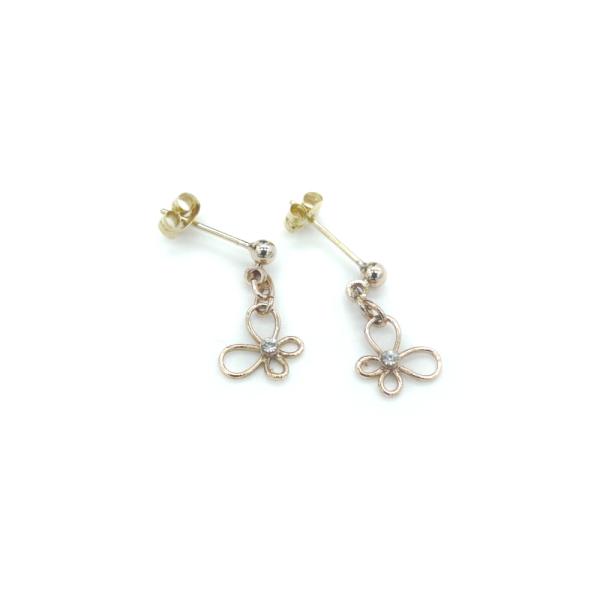 K18/メタル 蝶デザインピアス バタフライ 18金 スタッドピアス Y03392