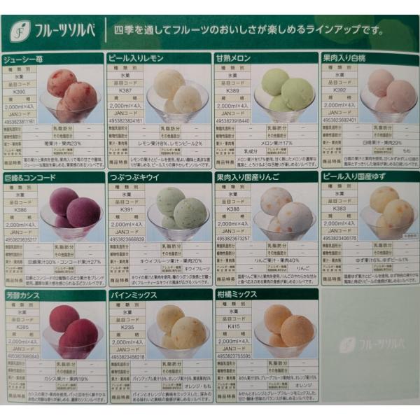 ロッテアイス　フルーツソルベシリーズ　2000ml×8個（個1,450円税別）各種選べます　冷凍　業務用　ヤヨイ