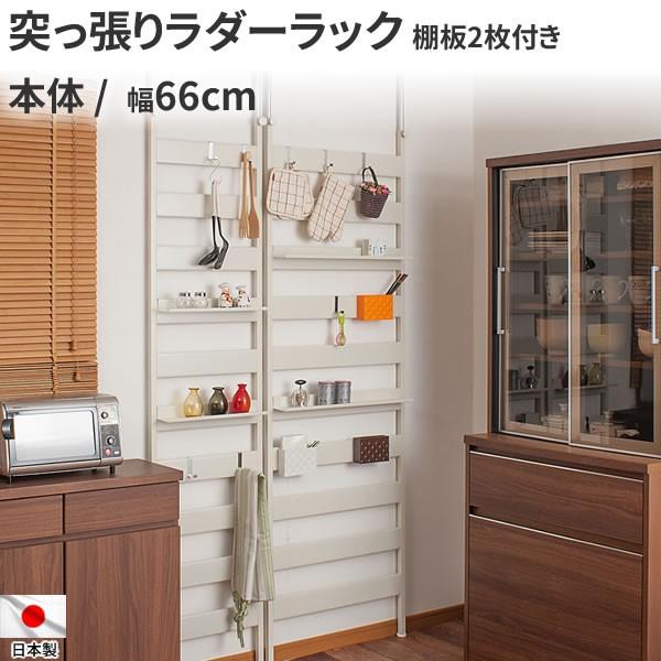本体 壁面突っ張りラダーラック 幅66cm 棚2枚付 ホワイト Nr Ndpa Org