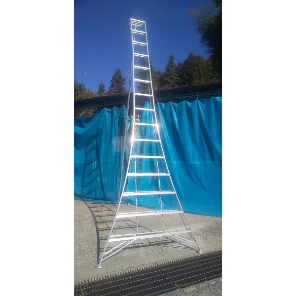 C1△【山定#179キ060412-10】アルミ園芸三脚15尺 (長さ480cm) リブ多い 