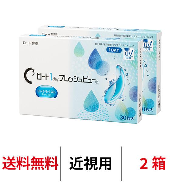 ロート ワンデーフレッシュビューリッチモイスト 30枚 2箱 ワンデー クリアレンズ 1日交換 送料無料 コンタクトレンズ 1day